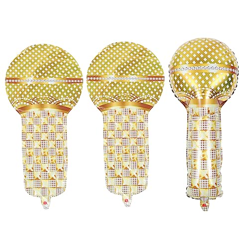 FUNOMOCYA 3 Stück Teiliges Jahre Mikrofon Folienballon Retro Party Dekorationen für Erwachsene Disco Themen Party Zubehör Groß Aufblasbar von FUNOMOCYA