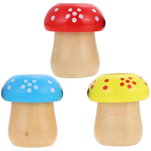 FUNOMOCYA 3 Stück Teiliges Kaleidoskop Pilzform Pädagogisches Holzspielzeug Fördert Kreativität und Hand Auge koordination Leicht und Tragbar Geschenk für Geburtstage und Zufällige Farbe von FUNOMOCYA