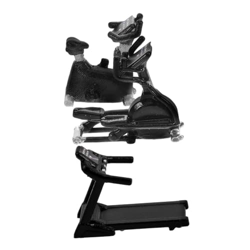 FUNOMOCYA 3 Stück Teiliges Mini-fitnessgerät Realistische Miniatur Laufband Fahrrad und Heimtrainer Detailgetreue Sport-Dekoration für Puppenhaus Diorama Mini-sportausrüstung für DIY-szenen von FUNOMOCYA