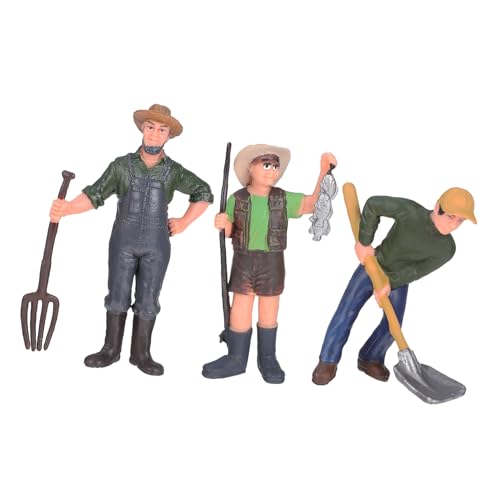 FUNOMOCYA 3 Stück Teiliges Realistische Bauernhof Figuren Lebensechte Mini Landarbeiter Modelle aus Robustem Material Pädagogisches Kreativität und Feinmotorik Dekorativ für Garten und von FUNOMOCYA