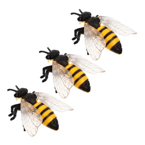 FUNOMOCYA 3stücke Honigbienenmodell Realistische Tierfigur Spielzeugbienen Insektenspielzeugfiguren Bienenskulptur Modell Frühes Lernspielzeug Gartenkreaturen-Sammlung Insektenfigur von FUNOMOCYA