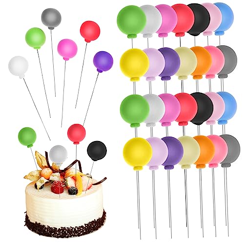 FUNOMOCYA 30 Stück Teiliges Bunte Schaumstoffkugeln Mini Cupcake Topper für Geburtstag Hochzeit Torten Dekoration Vielseitig Einsetzbar für Party Shower Fest von FUNOMOCYA