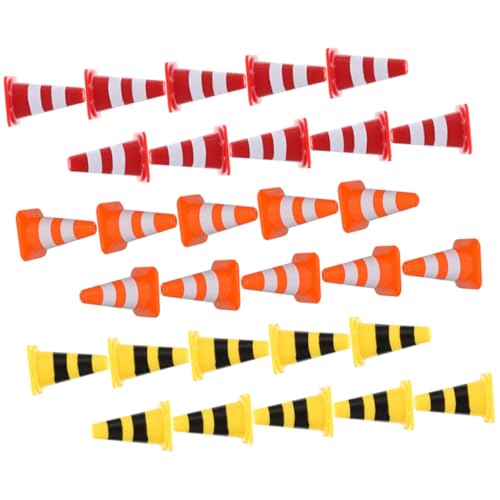 FUNOMOCYA 30 Stück Teiliges Mini verkehrskegel Robustem Kunststoff Kindersicheres Lernspielzeug mit Roten Gelben und Orangen Leitkegeln Pädagogische Verkehrsbarrieren für von FUNOMOCYA
