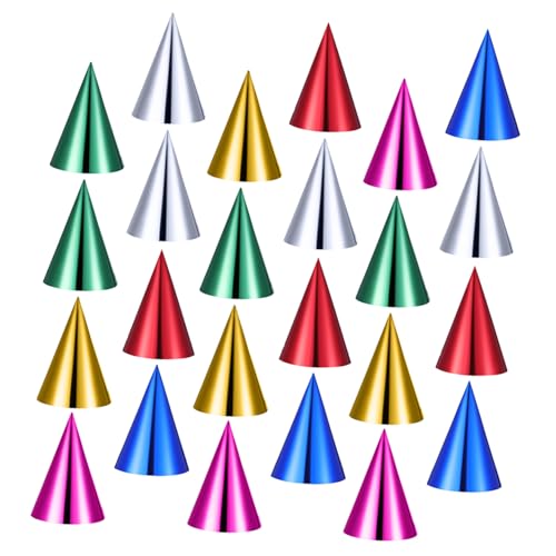 FUNOMOCYA 30 Stück Teiliges Partyhüte aus Papier Metallic Folie mit Elastischem Band Bunte Kegelhüte für Weihnachten Geburtstag Hochzeit und Silvester für Erwachsene Geeignet von FUNOMOCYA