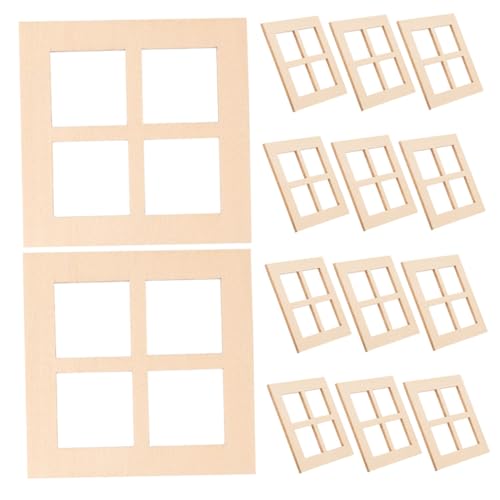 FUNOMOCYA 30 Teiliges Mini Holzfensterrahmen für Puppenhaus Unlackierte Feld Fenster aus Langlebigem Holz DIY Möbelzubehör für Puppenhaus Dekoration und Kreative Bastelprojekte von FUNOMOCYA