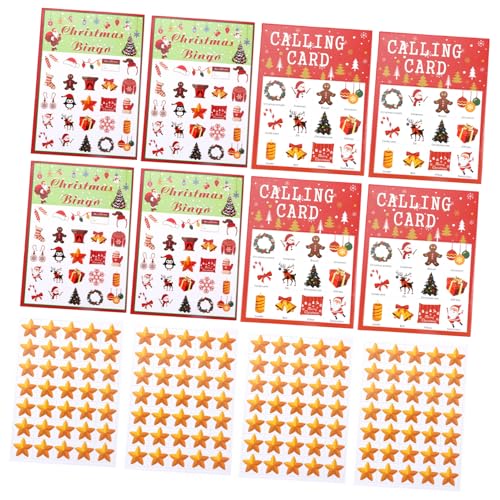 FUNOMOCYA 37 Stück Teiliges Bingo Spielkartenset Rote Weihnachtskarten mit Bunten Mustern Partyspiel für Personen Geeignet für Festliche Anlässe und Valentinstag von FUNOMOCYA