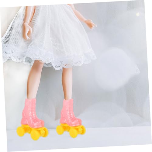 FUNOMOCYA 4 Paare Rollschuhe für Puppendekor Robuste Kunststoff Rollschuhe für Puppenzubehör für DIY Puppenhaus Langebige Puppen Schlittschuhe Zubehör von FUNOMOCYA