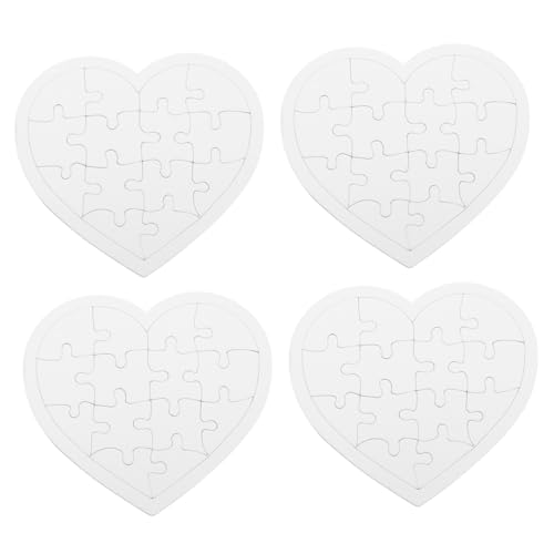 FUNOMOCYA 4 Sätze DIY Herzförmige Blanko Puzzle Bemalen und Gestalten für Leere Puzzle Teile aus Praktischem Material Fördert Kreativität Feinmotorik und Logisches Denken von FUNOMOCYA