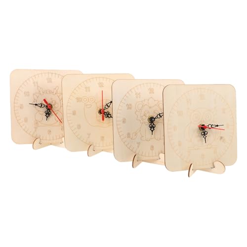 FUNOMOCYA 4 Sätze DIY Holz Uhr Bastelset mit Rundem Ziffernblatt und Präzisem Mechanismus Unvollendetes Holz Kreativ Kit für Lernen Familienaktivitäten und Wohnkultur von FUNOMOCYA
