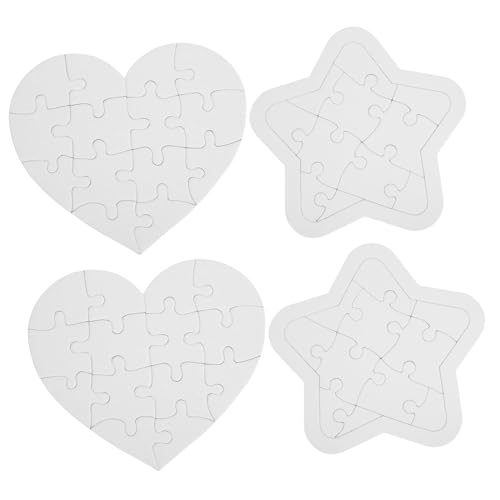 FUNOMOCYA 4 Sätze Leeres Puzzle Herz und Stern Formen Starke Papierqualität Dicke Oberfläche DIY Malvorlage für Fördert Logisches Denken und Hand Auge koordination zum Bemalen mit Stiften von FUNOMOCYA