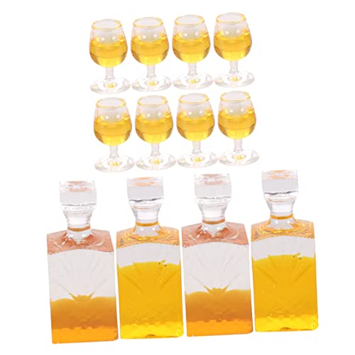 FUNOMOCYA 4 Sätze Miniatur Flaschen aus Resin Detailgetreue Mini Liquor Flaschen Kindersicheres Bastelset Realistische Puppenhaus Dekoration Mini Küchenaccessoires von FUNOMOCYA
