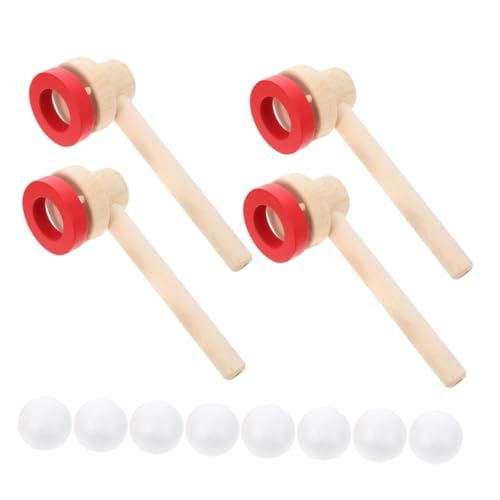 FUNOMOCYA 4 Stück Balance Blowball Spiel Sicherem Holz Schwebende Pusteball spielzeuge für Erwachsene Fördert Konzentration und Mundmotorik Leicht und Tragbar als Partygeschenk von FUNOMOCYA