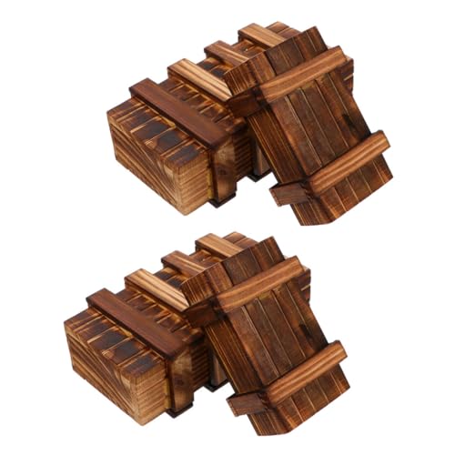 FUNOMOCYA 4 Stück Holz Puzzle Box Teiliges Rätselspiel für Praktischer Aufbewahrungskoffer Kompakt und Tragbar für Kreative Spiele und Geschenkideen von FUNOMOCYA
