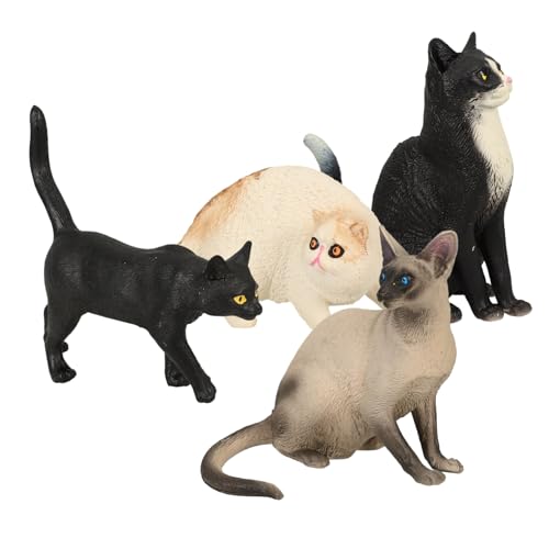 FUNOMOCYA 4 Stück Katzenfigur Set Teiliges Katzenmodell Realistische Katzenornamente für Kinderzimmer Lebensechte Katzen Skulpturen aus Robustem Fördert Kreativität und Intelligenz von FUNOMOCYA