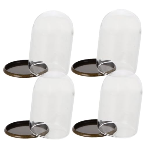 FUNOMOCYA 4 Stück Mini Glasglocken mit Metallfuß Klare Cloche Dome für Puppenhaus Deko DIY Mikrolandschaft Blumenabdeckung Kleine Glasvitrinen von FUNOMOCYA