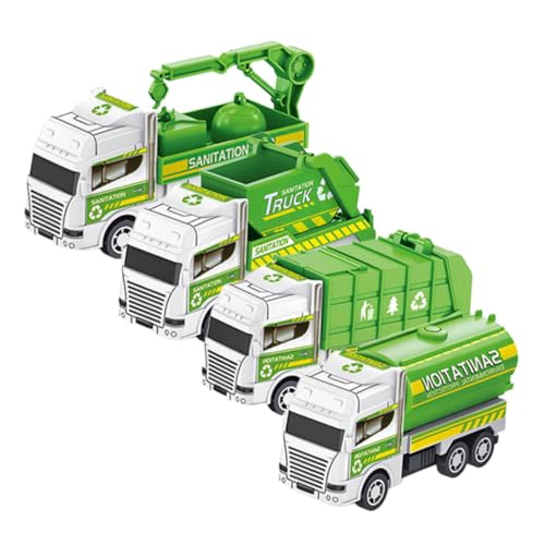 FUNOMOCYA 4 Stück Mini Müllwagen mit Reibungsantrieb Robuste Kunststoff Fahrzeuge für Pädagogisch Sicher und Langlebig Zufälliger Stil für Jungen und Mädchen von FUNOMOCYA