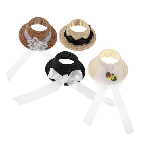 FUNOMOCYA 4 Stück Mini Puppenhüte mit Schleife Leichte Langlebige Miniatur-Hut-Accessoires für Kreative DIY-projekte Vielseitig Einsetzbar für Verschiedene Puppen und Kostüme von FUNOMOCYA