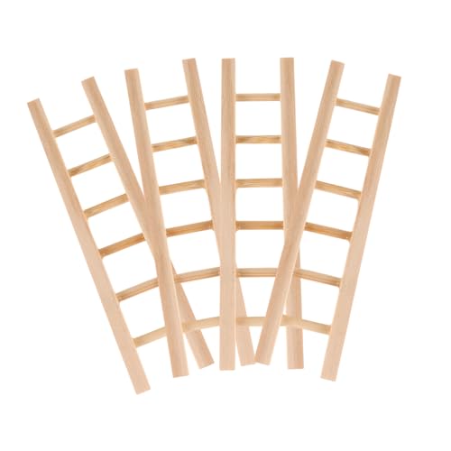 FUNOMOCYA 4 Stück Miniatur Holzleitern aus Stabilem Holz DIY Puppenhaus Zubehör Vielseitige Dekoration für Miniaturlandschaften und Fotorequisiten Naturbelassen Langlebig und Kreativ von FUNOMOCYA