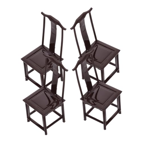 FUNOMOCYA 4 Stück Miniatur Vintage Stühle Puppenhaus Möbel Retro Design für Kreative DIY Projekte und Miniatur Szenen Leicht und Platzsparend für Fotodekorationen von FUNOMOCYA