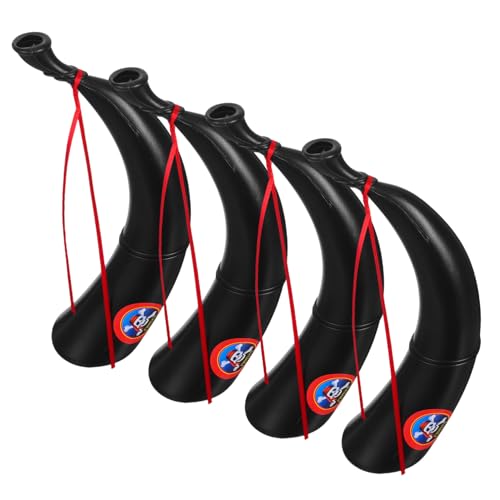 FUNOMOCYA 4 Stück Piratenhorn aus Kunststoff Lustiges Halloween Party Blashornfähiges Kostümzubehör für Bühnenauftritte und Rollenspiele für Karneval und Festlichkeiten von FUNOMOCYA