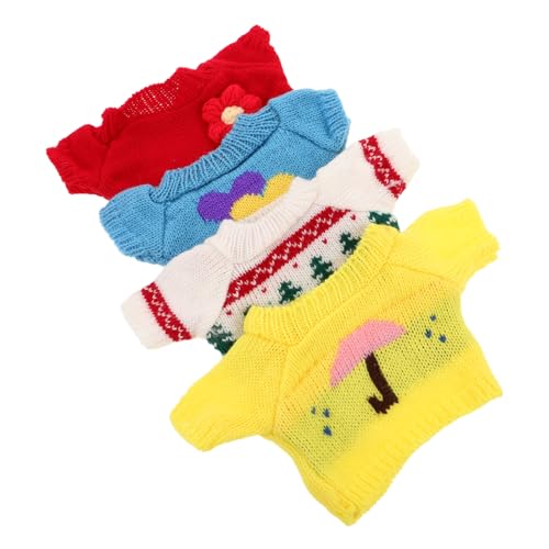 FUNOMOCYA 4 Stück Teiliges Bären Pullover aus Weichem Baumwollplüsch mit Niedlichen Weihnachtsmustern Kuscheltiersweater für Stofftiere DIY Häkelpuppe Outfit Kleidung von FUNOMOCYA