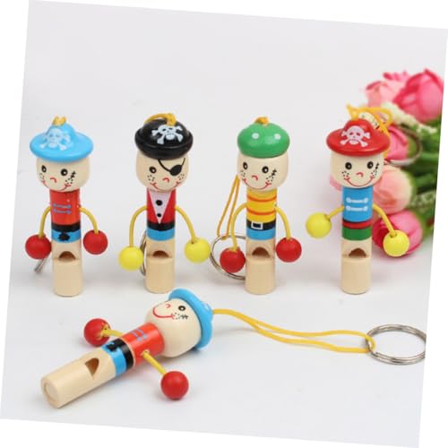 FUNOMOCYA 4 Stück Teiliges Bunte Holzpfeifen Kinderpfeifen mit Piraten cartoon design Musikalisches Kinderspielzeug Ergonomisch Geformt für Frühe Musikförderung und Geburtstagsgeschenke von FUNOMOCYA