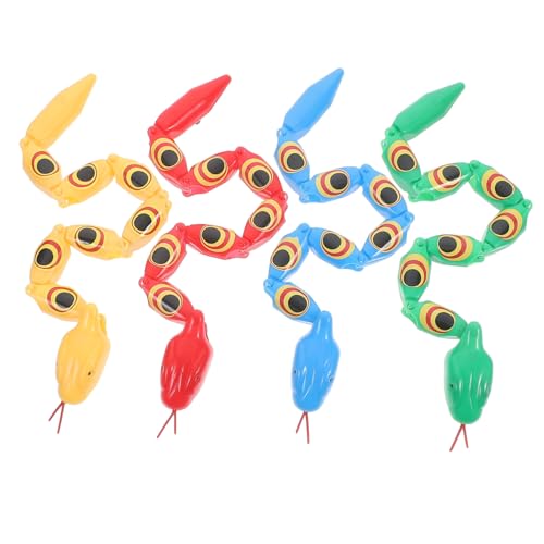 FUNOMOCYA 4 Stück Teiliges Bunte Realistische Kunststoff Schlangen Flexible Deko Schlangen für Garten Halloween Streich Detailgetreue Simulation Kleines Ornament von FUNOMOCYA