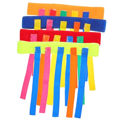 FUNOMOCYA 4 Stück Teiliges Buntes Ziehschwanzspiel Gürtel für Interaktives Trainingsspielzeug zur Motorischen Farb Logikspiel für Jungen und Mädchen für Kindergarten und Familienspaß von FUNOMOCYA