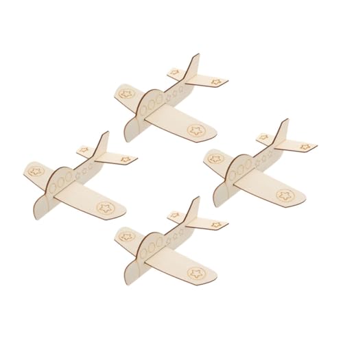 FUNOMOCYA 4 Stück Teiliges DIY Holzflugzeug zum Bemalen Kleine Unbemalte Holzflugzeuge für Kreative Handgefertigtes Bastelspielzeug Feinmotorik und Hand Auge koordination von FUNOMOCYA