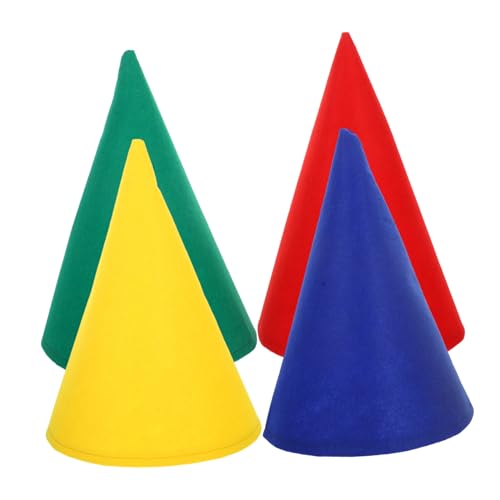 FUNOMOCYA 4 Stück Teiliges Filz Zwergmützen Bunte Kegelhüte für Karneval Geburtstagsfeier Halloween Weihnachtskostüm Party Erwachsene von FUNOMOCYA