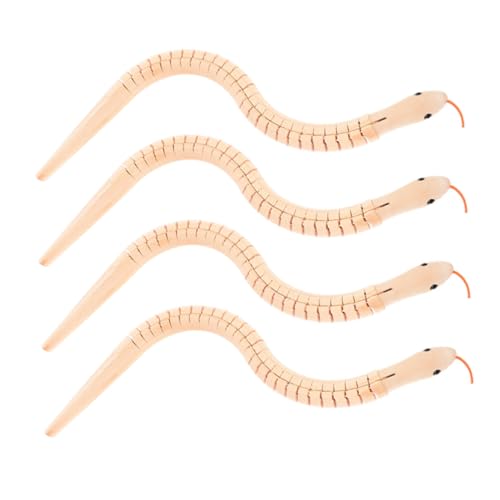 FUNOMOCYA 4 Stück Teiliges Flexible Wackelige Holzschlangen Bastelset für Blanke Natürliche Holztiere zum Bemalen Kreatives DIY Lernspielzeug Problemlösung und Fantasie von FUNOMOCYA