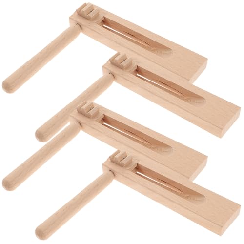 FUNOMOCYA 4 Stück Teiliges Holz Castanets für Sicheres Langlebiges Musikinstrument Einfach zu Halten Drehen Fördert Aufmerksamkeit und Neugier bei Jungen und Mädchen von FUNOMOCYA