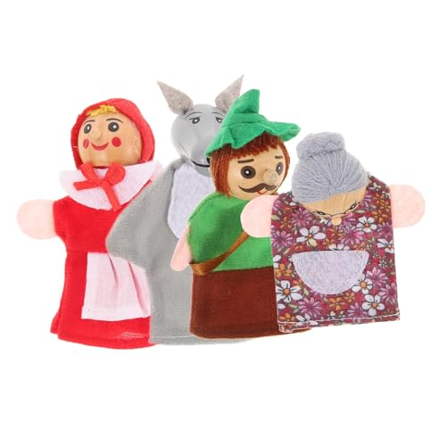 FUNOMOCYA 4 Stück Teiliges Holz Fingerpuppen Tiere Niedliche Cartoon Handpuppen für Kleinkinder Leicht und Flexibel Pädagogisch für Eltern Junge Mädchen bindung und Kreatives von FUNOMOCYA