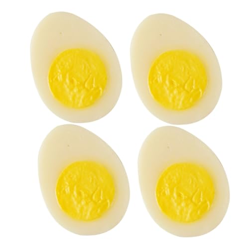 FUNOMOCYA 4 Stück Teiliges Künstliche Gekochte Eier PVC Realistische Lebensmittelmodelle Langlebige Künstliche Eier Requisiten für Fotografie Werbung Spielküche und Dekoration von FUNOMOCYA