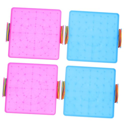 FUNOMOCYA 4 Stück Teiliges Kunststoff Nagelbrett Geobrett für Grundschule Mathe Lernspielzeug Doppelseitig Bunte Nagelplatte für Mathematik Lernhilfe Zufällige Farbe Zufällige Farbe von FUNOMOCYA