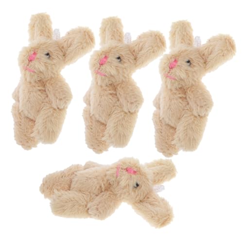 FUNOMOCYA 4 Stück Teiliges Mini Plüsch Hasen Anhänger für Puppenhaus Weiche Stofftier Deko Langlebige Miniatur Kaninchen Figuren Tragbar und Stilvolle Häschen Zubehör von FUNOMOCYA