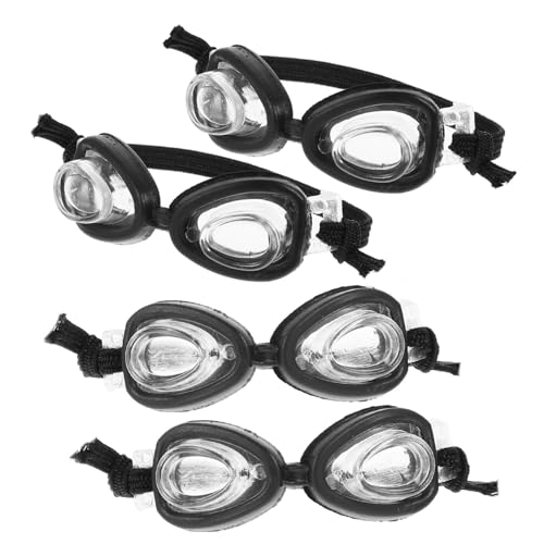 FUNOMOCYA 4 Stück Teiliges Mini Schwimmbrillen für Puppen Langlebige Kunststoff Deko Leichte DIY Accessoires für Puppenkostüm Kleine Puppenbrille Puppenzubehör von FUNOMOCYA