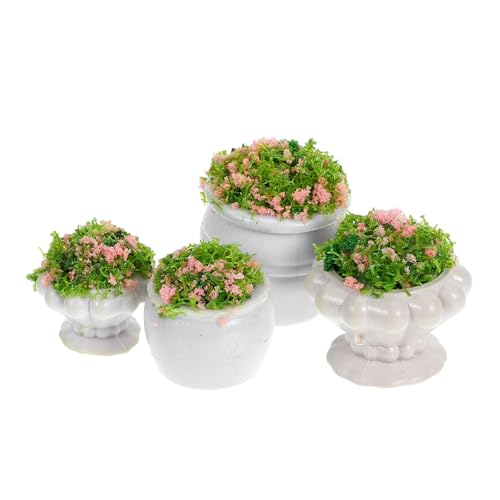 FUNOMOCYA 4 Stück Teiliges Miniatur Blumenpflanzen Kunststoff Künstliche Pflanzen im Topf Dekoration für Garten Landschaft Schreibtisch DIY Mikro Landschaft Modell von FUNOMOCYA
