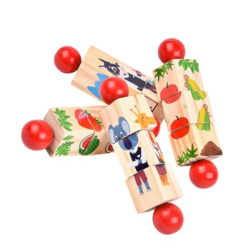 FUNOMOCYA 4 Stück Teiliges Montessori Holzpuzzle mit Tiermotiv Rotierendes Lernspielzeug für Kleinkinder Pädagogisches Bauklötze Motorik und Kognitiven Fähigkeiten von FUNOMOCYA