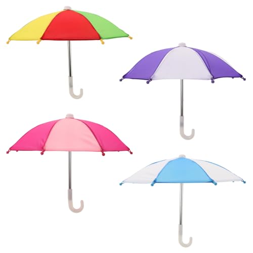 FUNOMOCYA 4 Stück Teiliges Puppen Mini Regenschirm Farbige Miniatur Dekoration für Amerikanische Puppen Realistisch Gestaltete Puppenhaus Accessoires Vielseitig Einsetzbar für DIY und von FUNOMOCYA