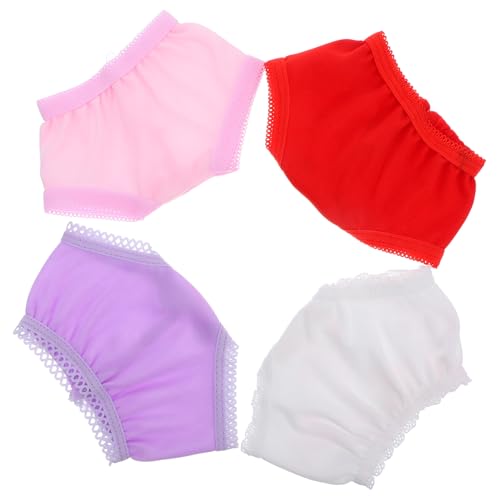 FUNOMOCYA 4 Stück Teiliges Puppenunterwäsche aus Weichem Material Miniatur Doll Panties in Weiß Rot und Einfache Anzieh Accessoires für Spielzeugpuppen Zufällige von FUNOMOCYA
