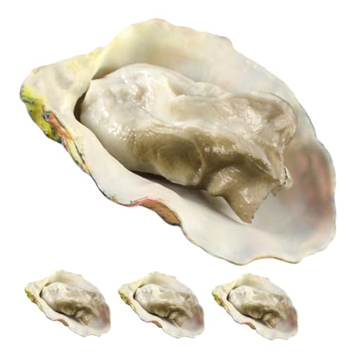 FUNOMOCYA 4 Stück Teiliges Realistische Muschel und Austern Modelle aus Detailgetreue Simulation für Küchendekoration und Restaurantdekoration Leicht und Tragbar für Food Props von FUNOMOCYA