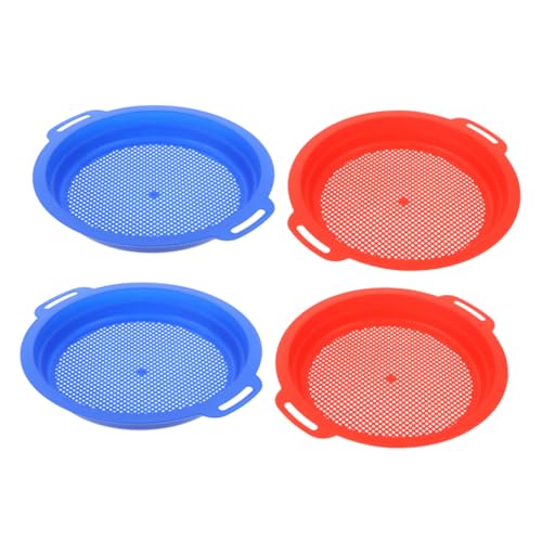 FUNOMOCYA 4 Stück Teiliges Sand Sieb für Bunte Kunststoff Strand Sifter zum Sand und Muschelsieben Leicht Tragbar für Familienausflüge Garten Strandpartys und Outdoor Abenteuer von FUNOMOCYA