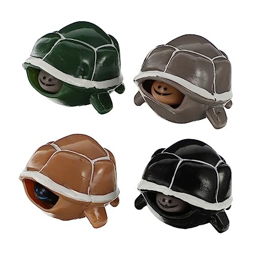 FUNOMOCYA 4 Stück Teiliges Schildkröten Quetschspielzeug mit Ausziehbarem Kopf Lustiges Dekompressionsspielzeug Weiches Stressspielzeug für Erwachsene und Tragbar und Zufällige Farbe von FUNOMOCYA