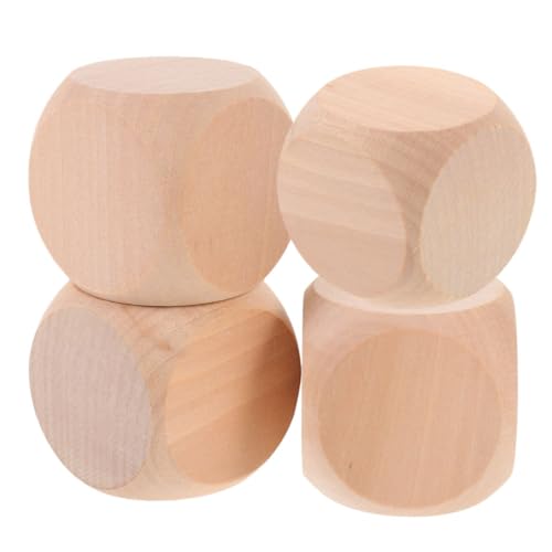 FUNOMOCYA 4 Stück Unvollendete Holz würfel Große Blanko Dices aus Naturholz für DIY Bastelprojekte Spiele und Partyspaß Robustes Holz zum Bemalen und Gestalten von FUNOMOCYA