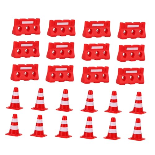 FUNOMOCYA 48 Stück Teiliges Mini Verkehrsleitkegel Kindgerechte Lernspielzeug mit Roten Straßenkegeln und Zäunen Realistische Verkehrsabsperrung zum Rollenspiel und Verkehrserziehung von FUNOMOCYA
