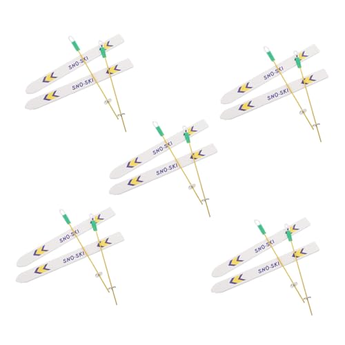 FUNOMOCYA 5 Sätze Teiliges Miniatur-Holz-ski-ausrüstung mit Stöcken für Puppenhaus Winterdekoration Weihnachts-sportrequisiten Realistische Skiszene für Festliche Dollhouse Holiday Scenery von FUNOMOCYA