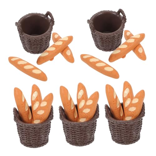 FUNOMOCYA 5 Satz Miniatur Baguettekorb mit Realistischen Puppenhaus-brotmodellen Detailgetreue Französische Brote Vielseitige Miniatur-Dekoration für Puppenküchen Fotorequisiten und von FUNOMOCYA