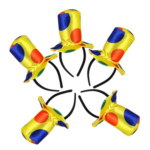 FUNOMOCYA 5 Stück Clown Haarreifen mit Filzhut Bunte Karneval Kopfbedeckung für Halloween Geburtstagsfeiern Fasching Witziges Accessoire für Damen und Herren Langlebig und Vielseitig von FUNOMOCYA