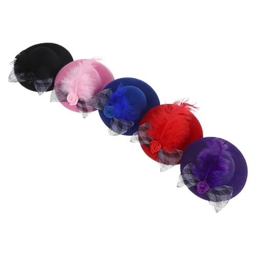 FUNOMOCYA 5 Stück Kleine Bastelhüte Kleine Strickhüte Minihüte Zum Basteln Miniatur Ankleidehüte Mini Bastelblumenhüte Mini Teepartyhüte Für Puppen von FUNOMOCYA